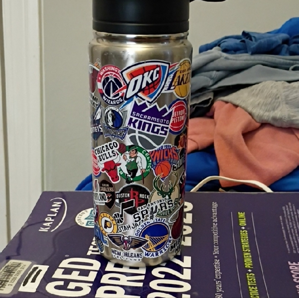 Sticker-Decorated Sports Water Bottle